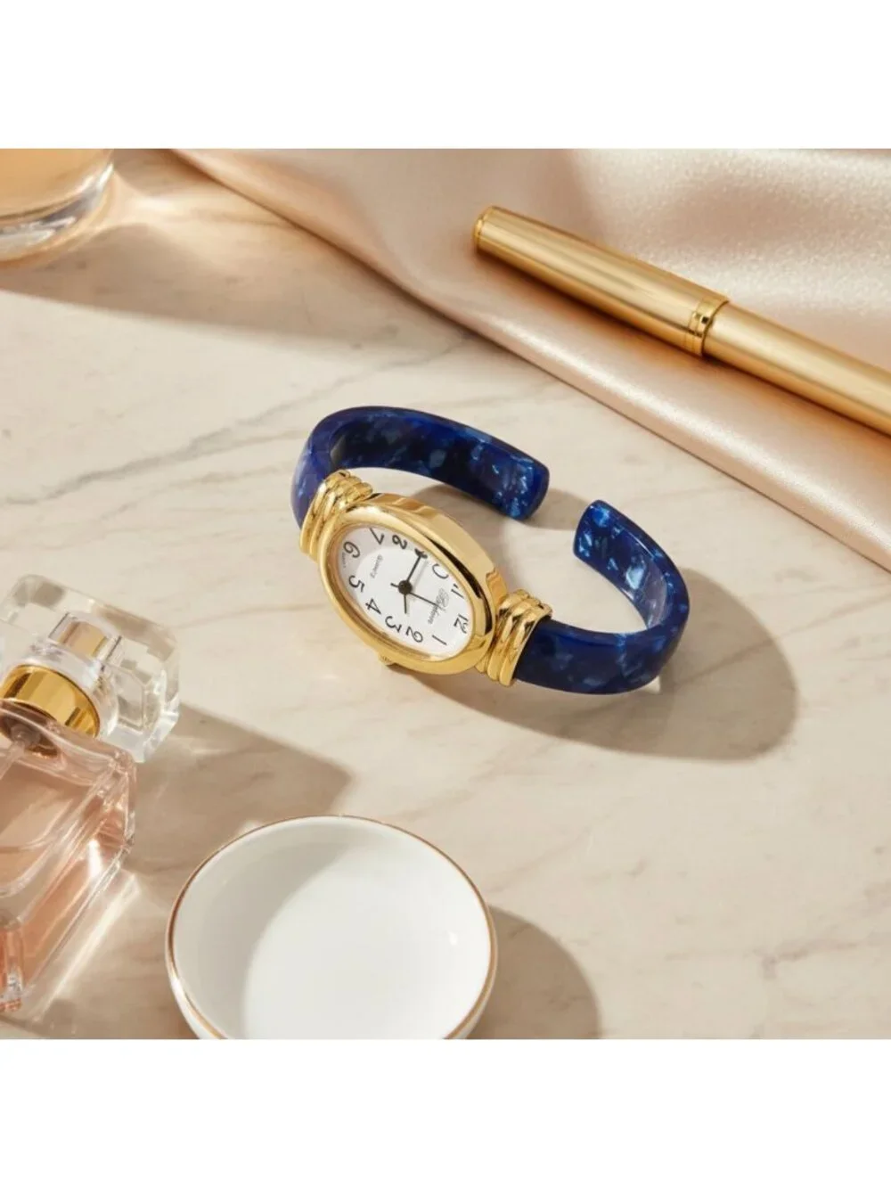 Stylish Tortoise Shell Cuff Bangle Watch - Round, Oval & Rectangle Shapes